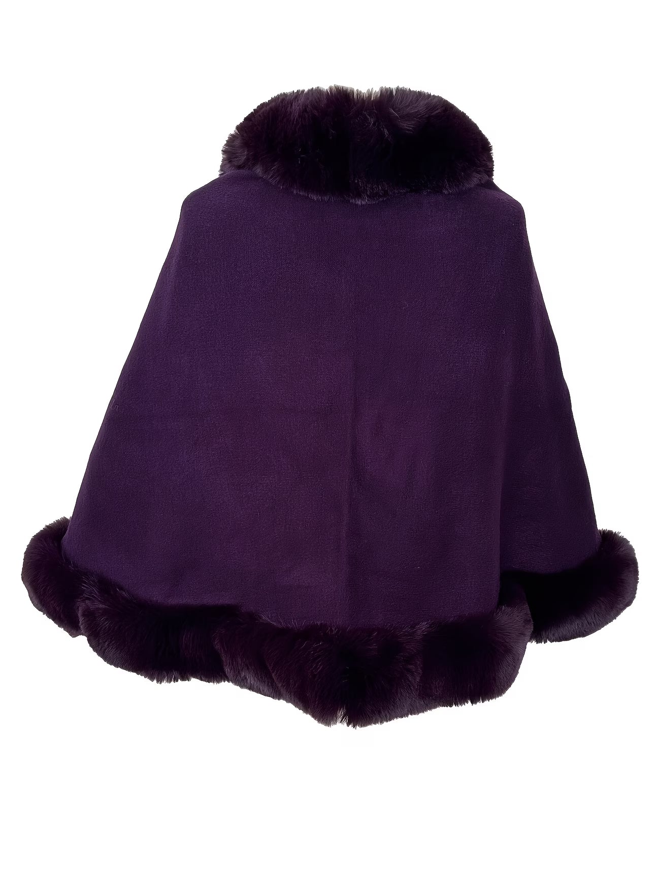 SnowTest Women’s Oversized Cable Knit Poncho Jumper – Luxury Faux Fur Trim Winter Cape